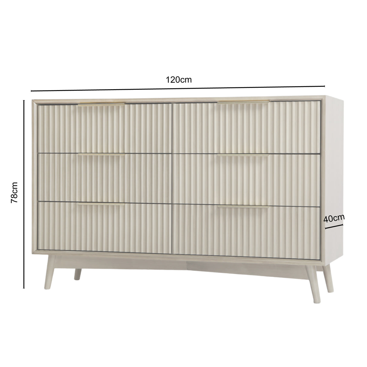Monza – 6 Chest of Drawer with Fluted Front – Black or Grey