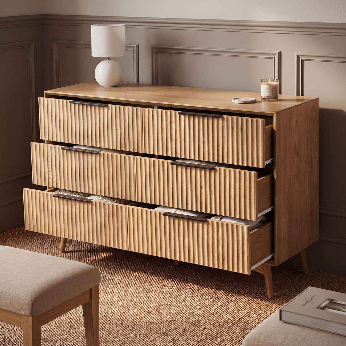Monza 6 Drawer Chest Natural