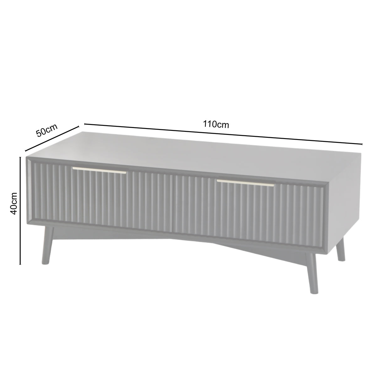 Monza – Coffee Table with Fluted Drawers – Black or Grey
