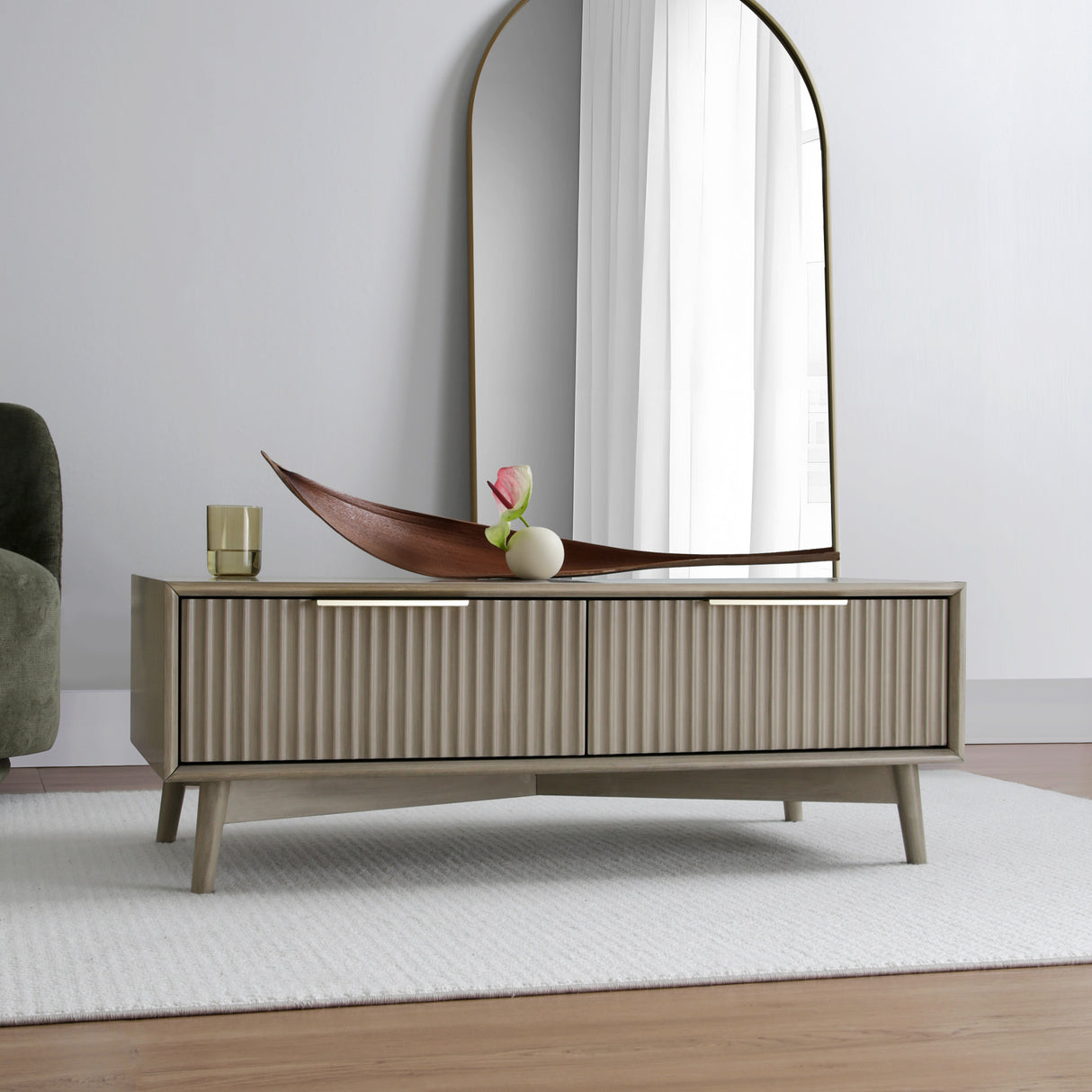 Monza – Coffee Table with Fluted Drawers – Black or Grey