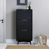 Monza – Shoe Storage Cabinet with Fluted Doors – Black or Grey