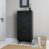 Monza – Shoe Storage Cabinet with Fluted Doors – Black or Grey