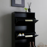 Monza – Shoe Storage Cabinet with Fluted Doors – Black or Grey