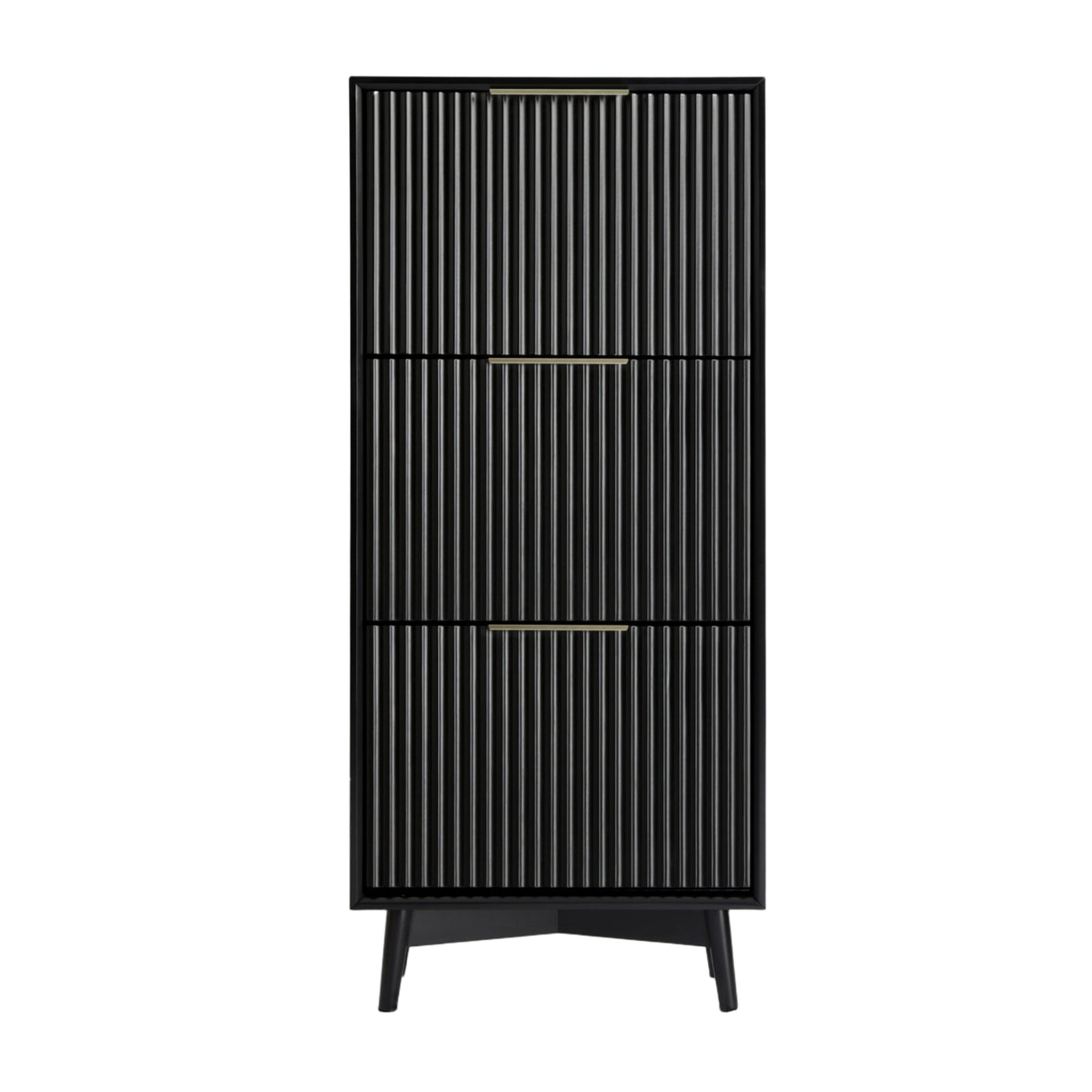 Monza – Shoe Storage Cabinet with Fluted Doors – Black or Grey