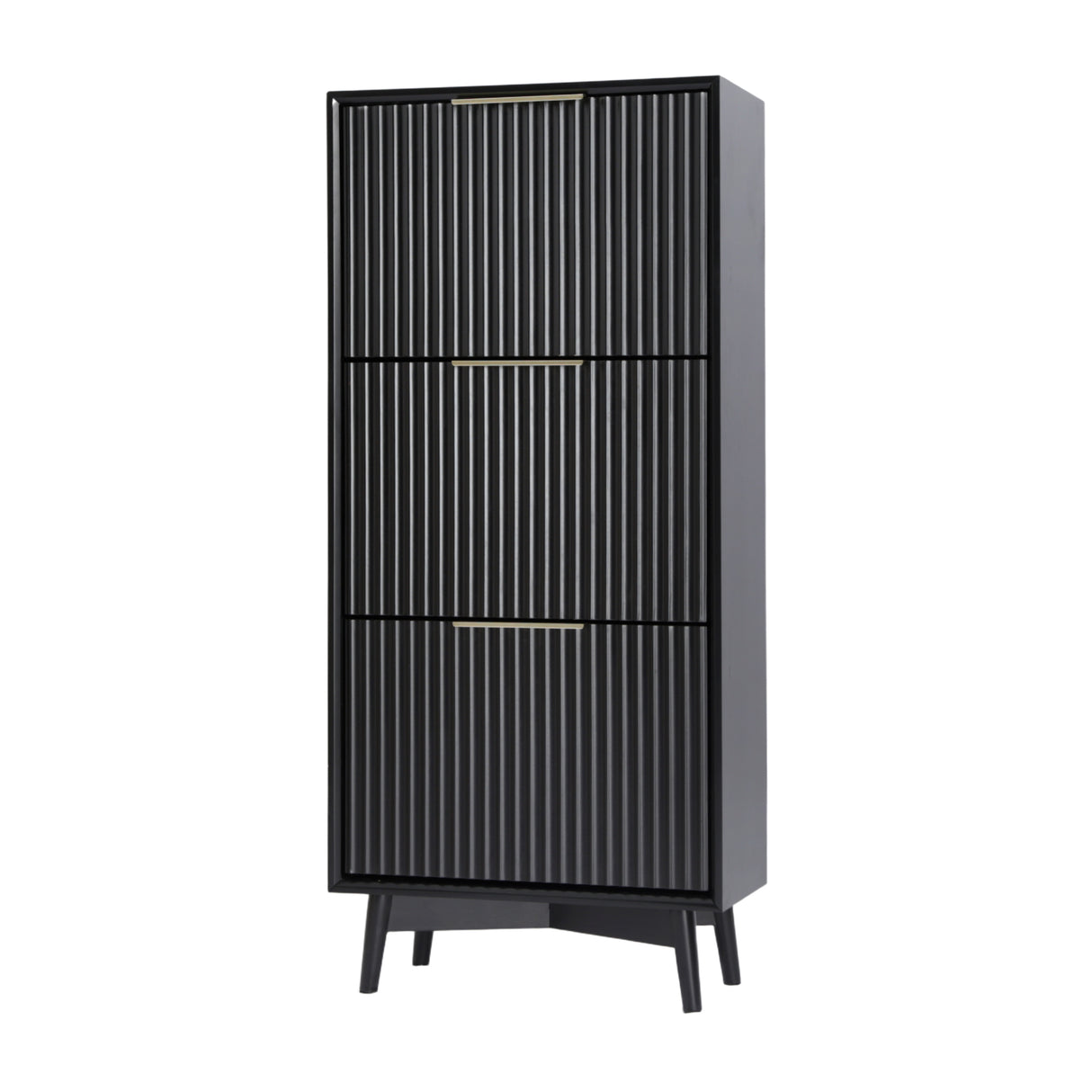 Monza – Shoe Storage Cabinet with Fluted Doors – Black or Grey