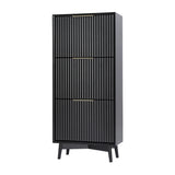 Monza – Shoe Storage Cabinet with Fluted Doors – Black or Grey