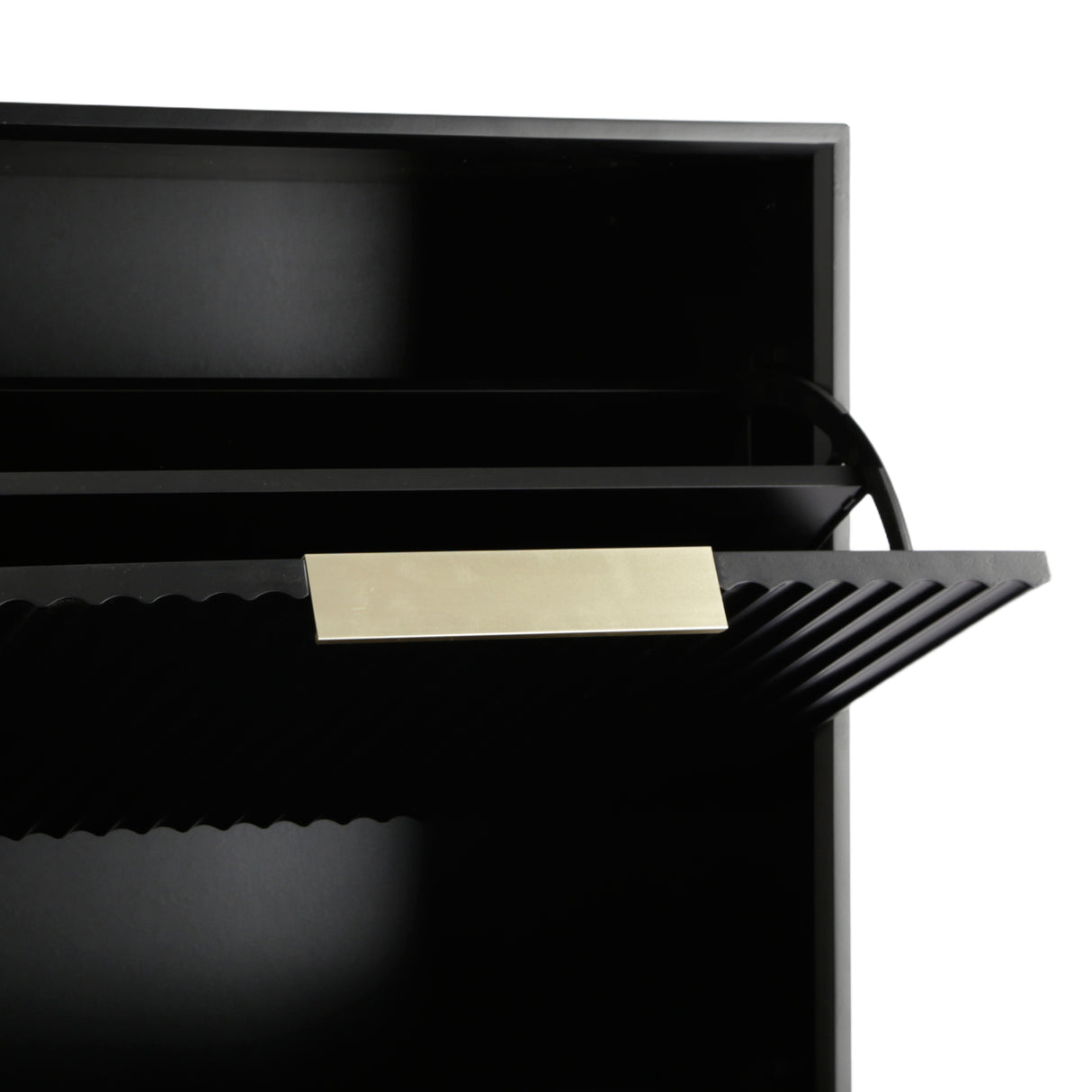 Monza – Shoe Storage Cabinet with Fluted Doors – Black or Grey