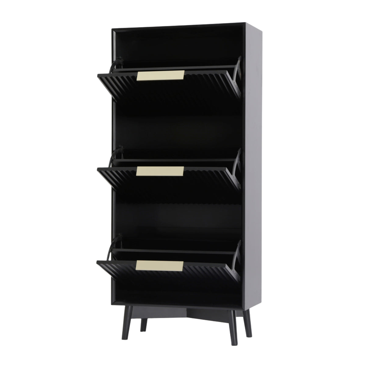 Monza – Shoe Storage Cabinet with Fluted Doors – Black or Grey