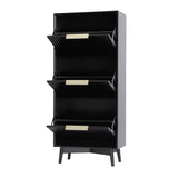 Monza – Shoe Storage Cabinet with Fluted Doors – Black or Grey