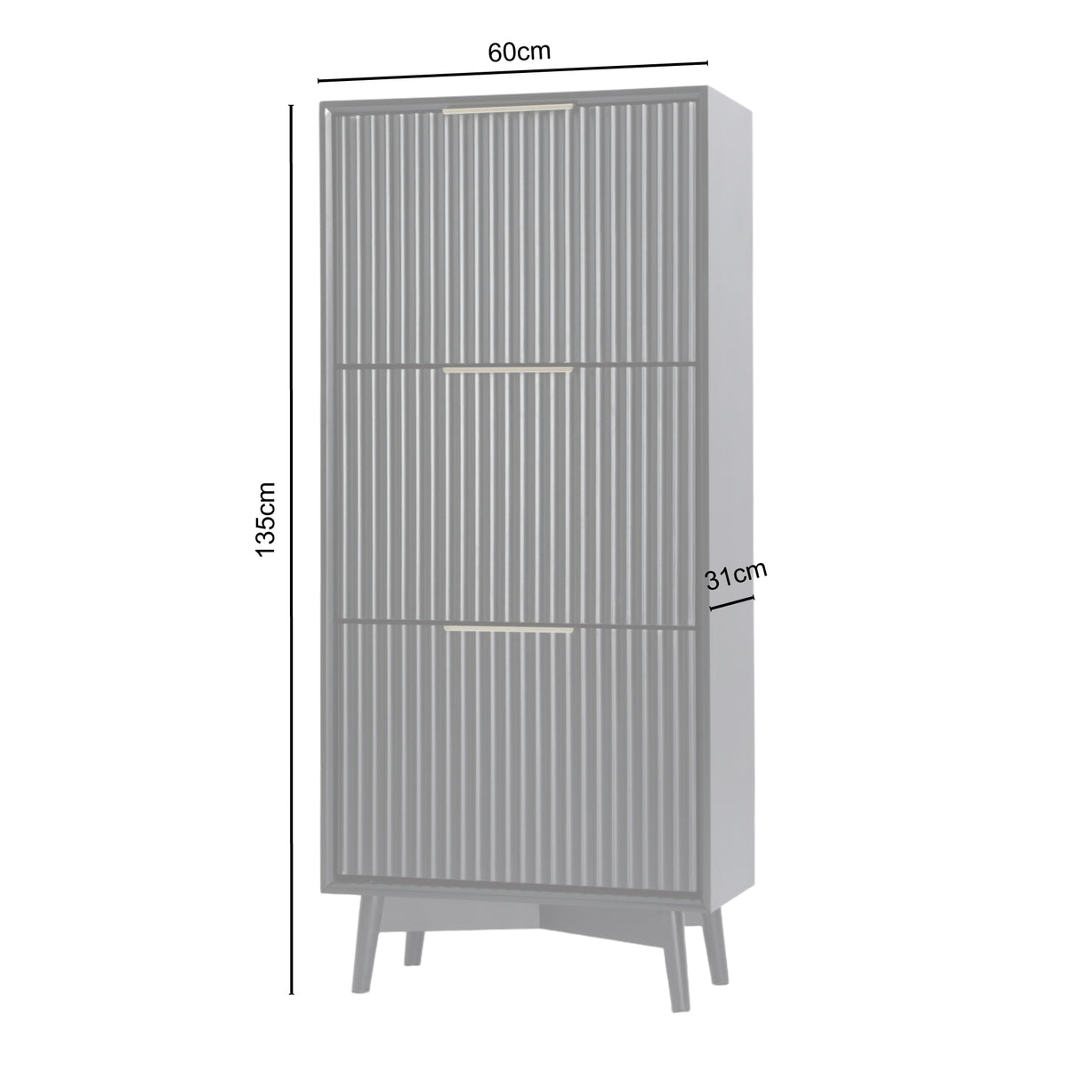 Monza – Shoe Storage Cabinet with Fluted Doors – Black or Grey