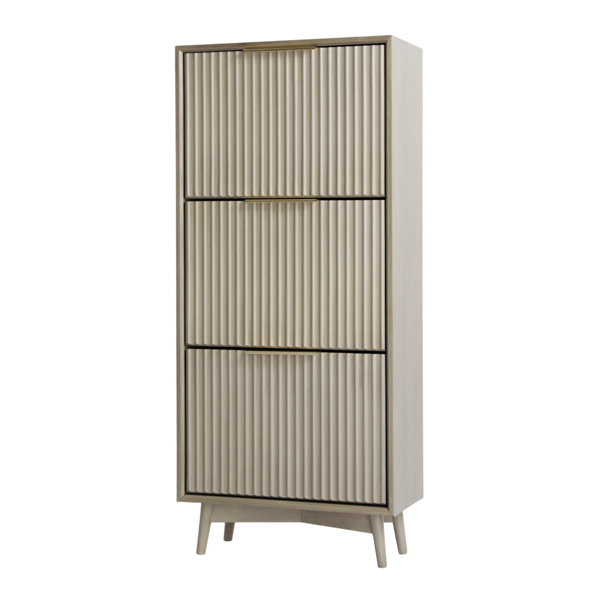 Monza – Shoe Storage Cabinet with Fluted Doors – Black or Grey