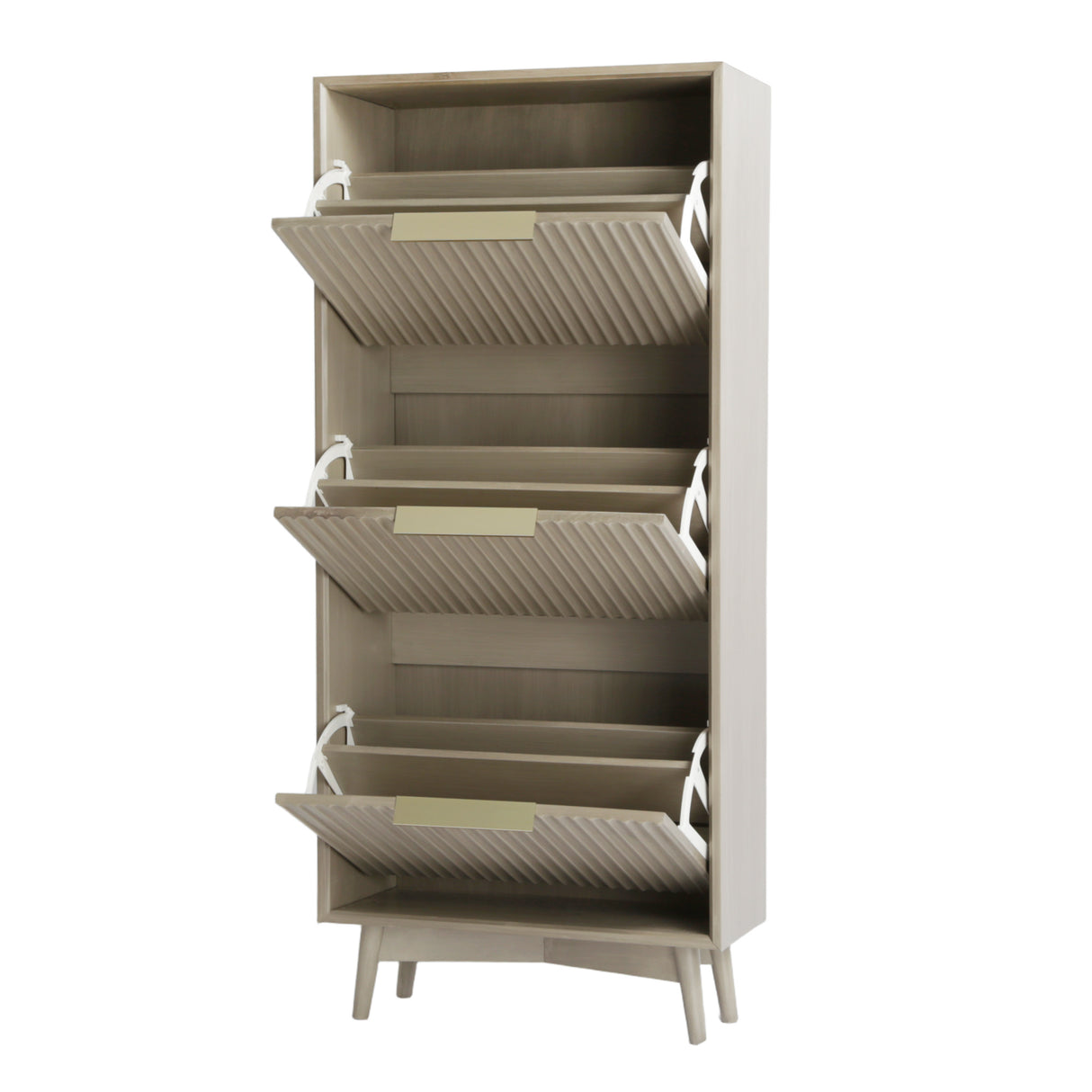 Monza – Shoe Storage Cabinet with Fluted Doors – Black or Grey