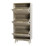 Monza – Shoe Storage Cabinet with Fluted Doors – Black or Grey