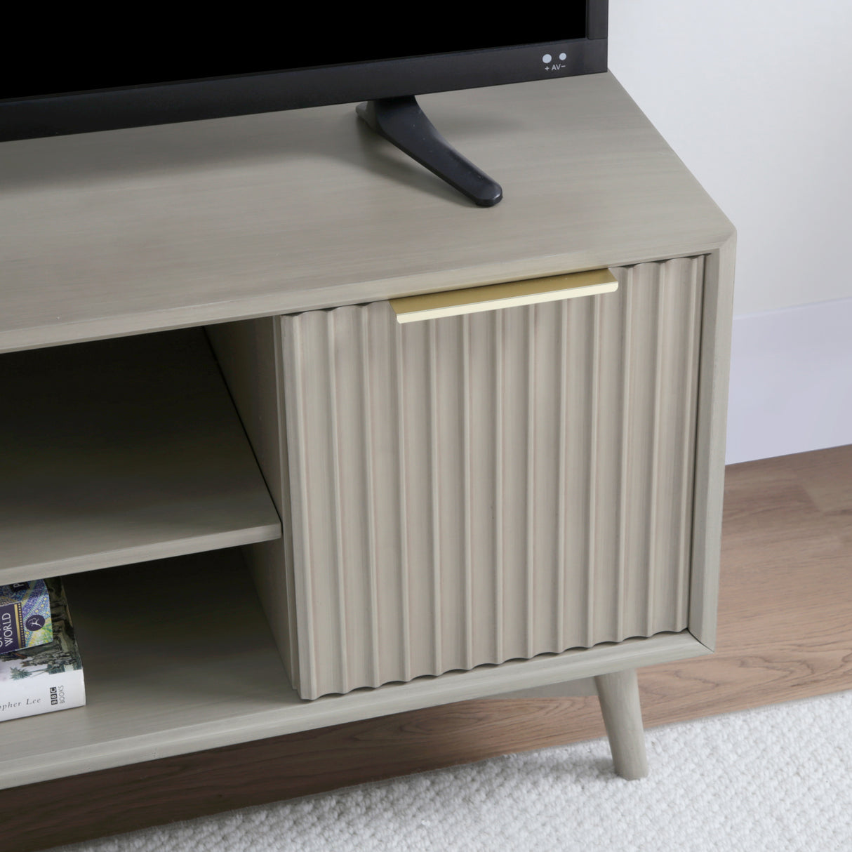Monza – Fluted TV Unit with Storage – Black or Grey