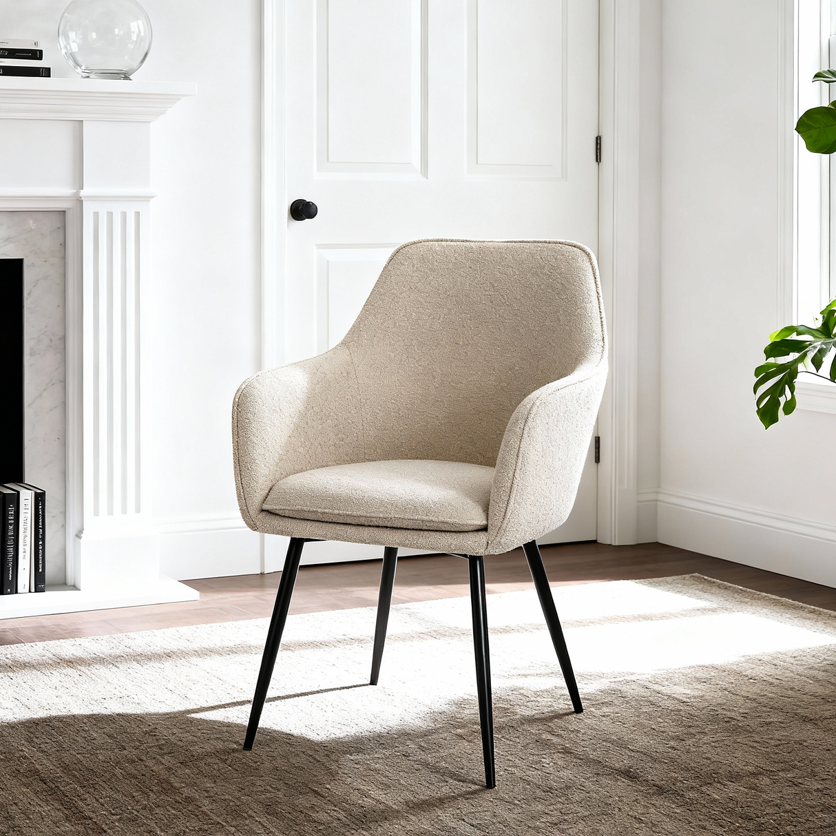 Muse Bouclé Accent Chair – Beige Occasional Armchair