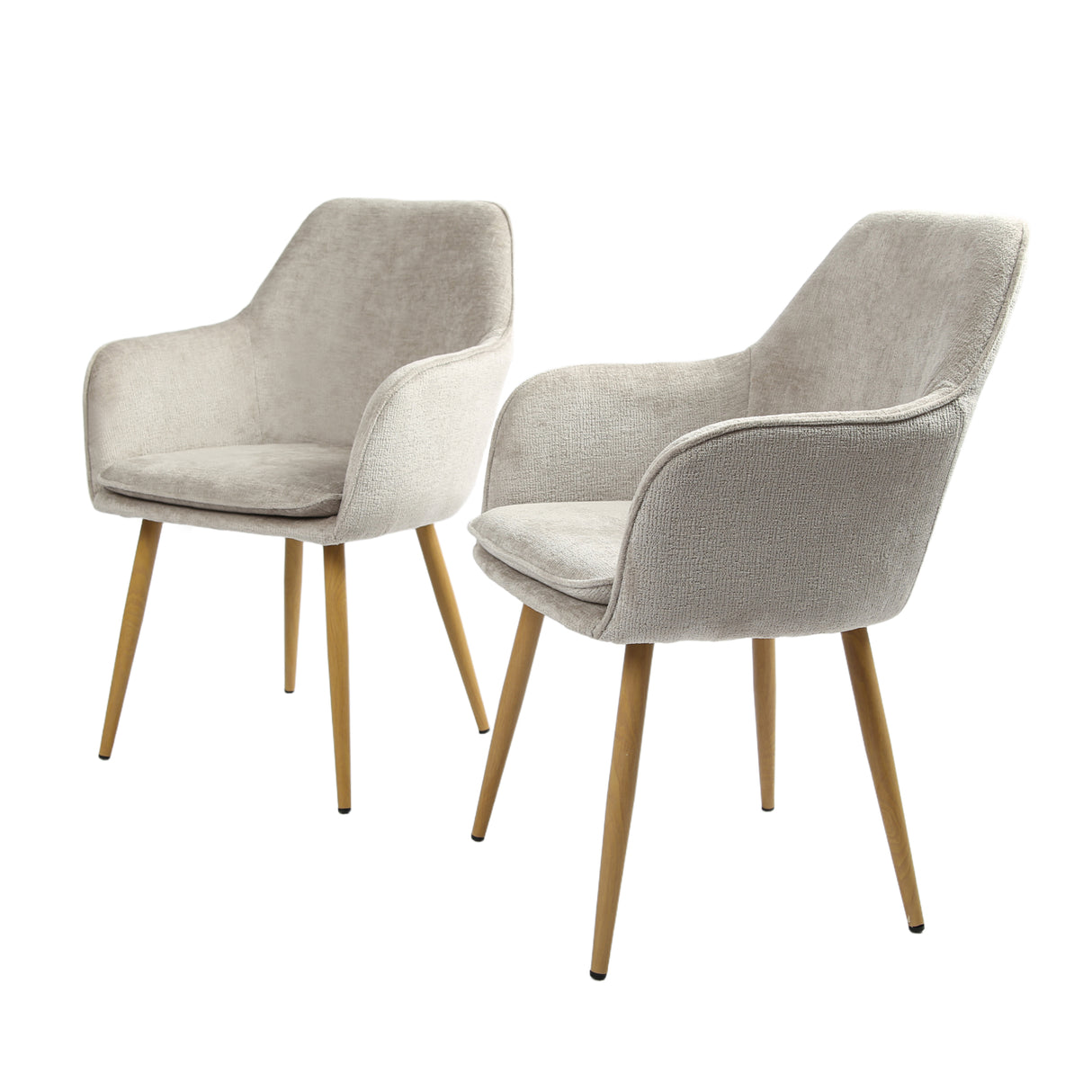 Muse - Pair of Chairs in Woven Yarn Fabric - Set of 2 Dining Chairs