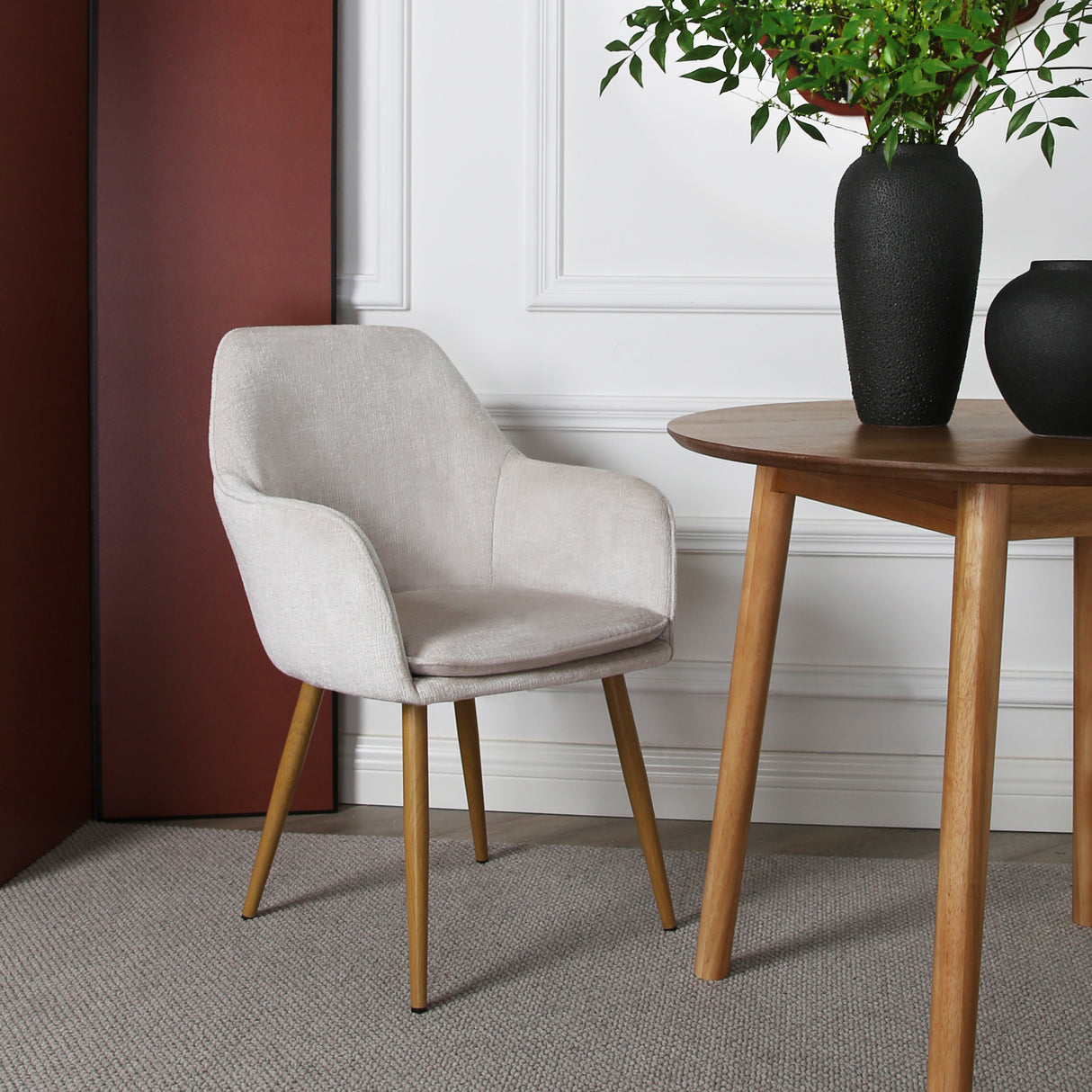 Muse - Pair of Chairs in Woven Yarn Fabric - Set of 2 Dining Chairs