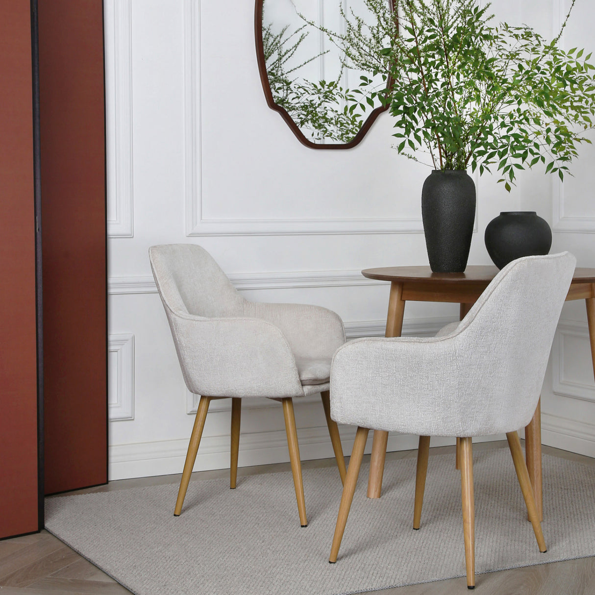 Muse - Pair of Chairs in Woven Yarn Fabric - Set of 2 Dining Chairs