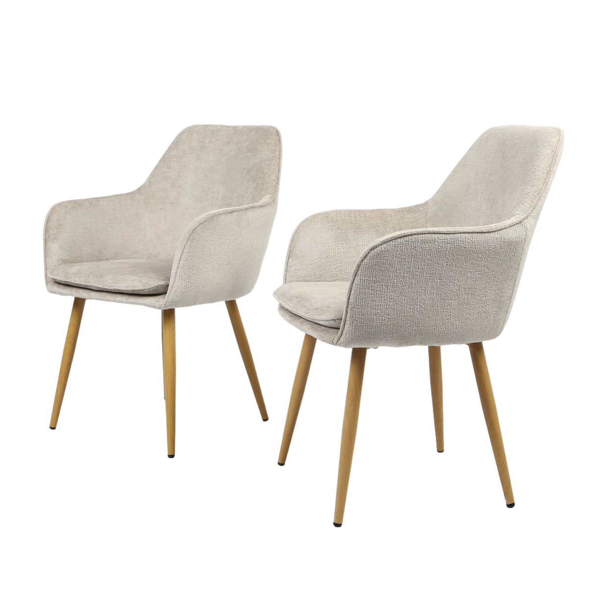 Muse - Pair of Chairs in Woven Yarn Fabric - Set of 2 Dining Chairs