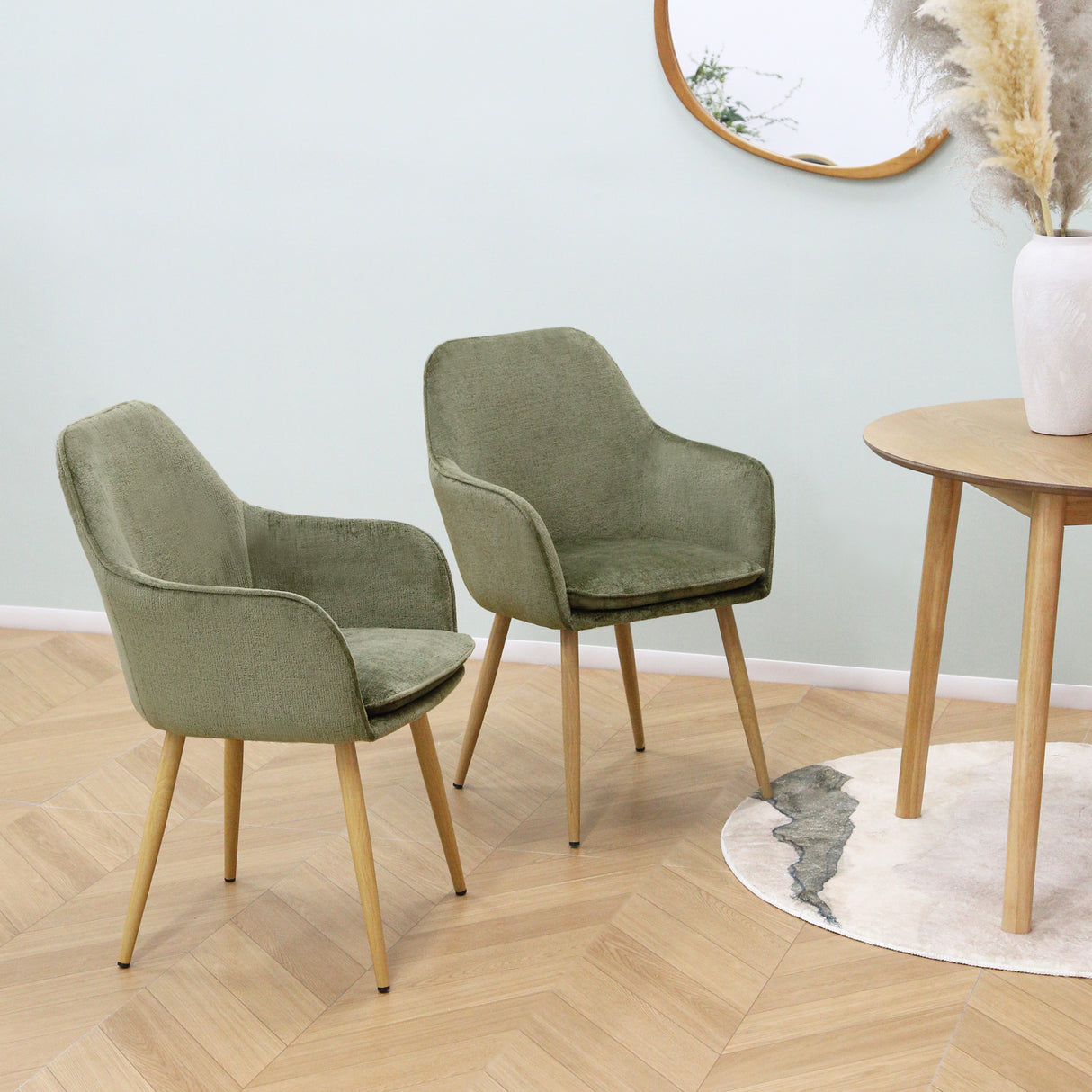 Muse - Pair of Chairs in Woven Yarn Fabric - Set of 2 Dining Chairs