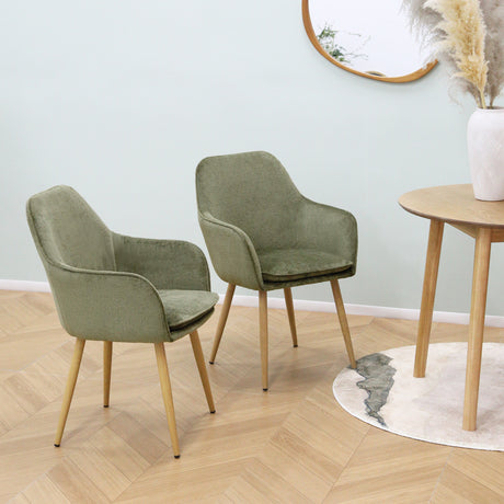 Muse - Pair of Chairs in Woven Yarn Fabric - Set of 2 Dining Chairs