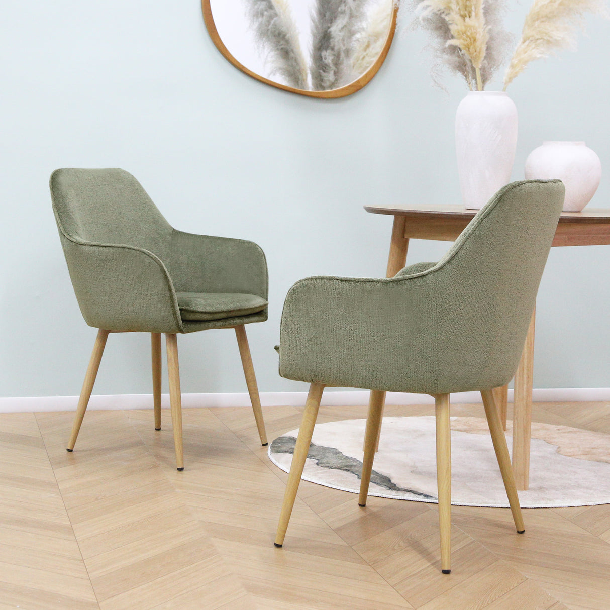 Muse - Pair of Chairs in Woven Yarn Fabric - Set of 2 Dining Chairs