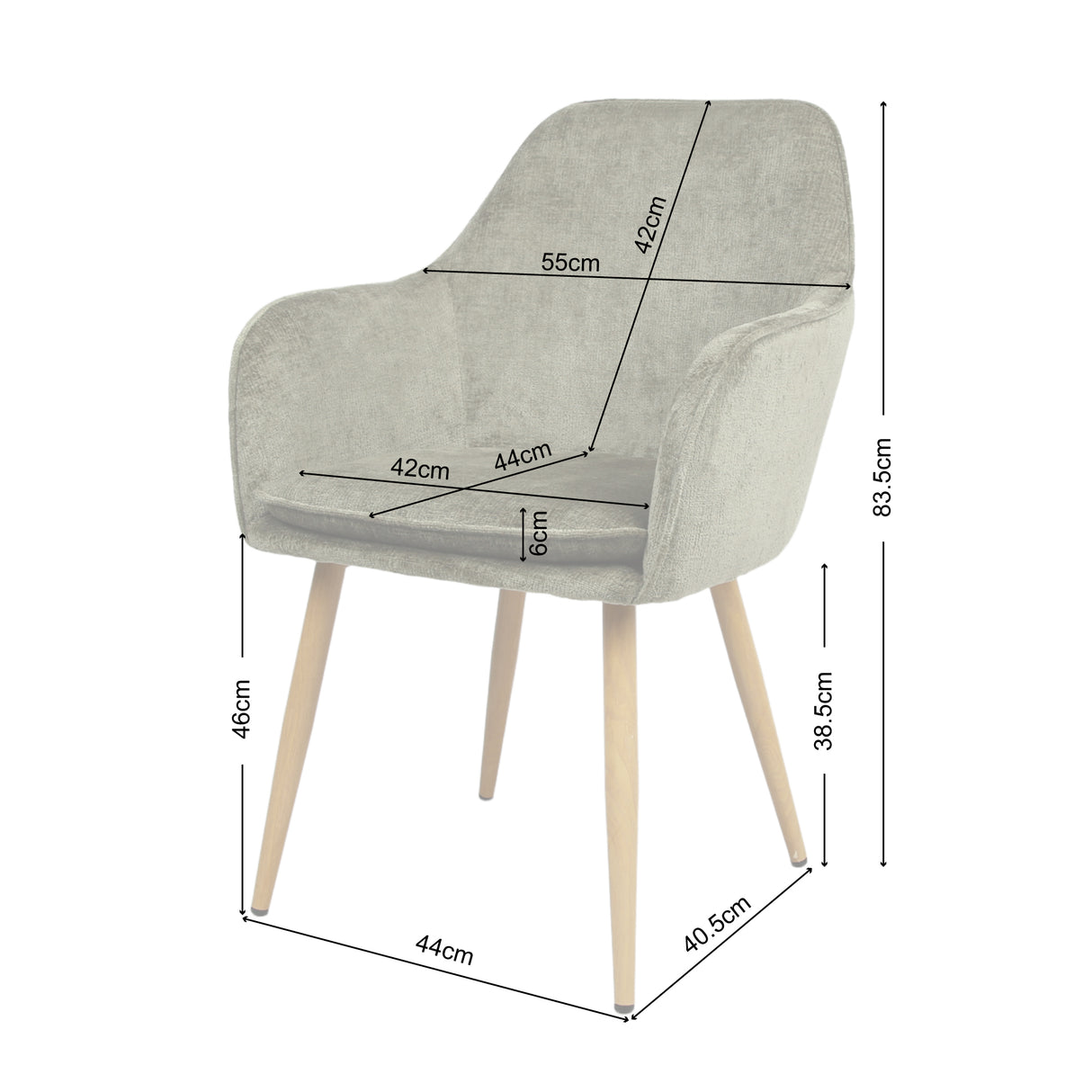 Muse - Pair of Chairs in Woven Yarn Fabric - Set of 2 Dining Chairs