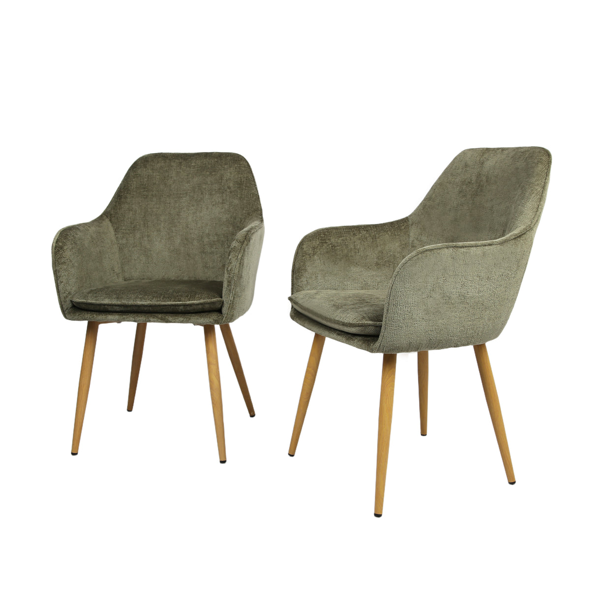 Muse - Pair of Chairs in Woven Yarn Fabric - Set of 2 Dining Chairs