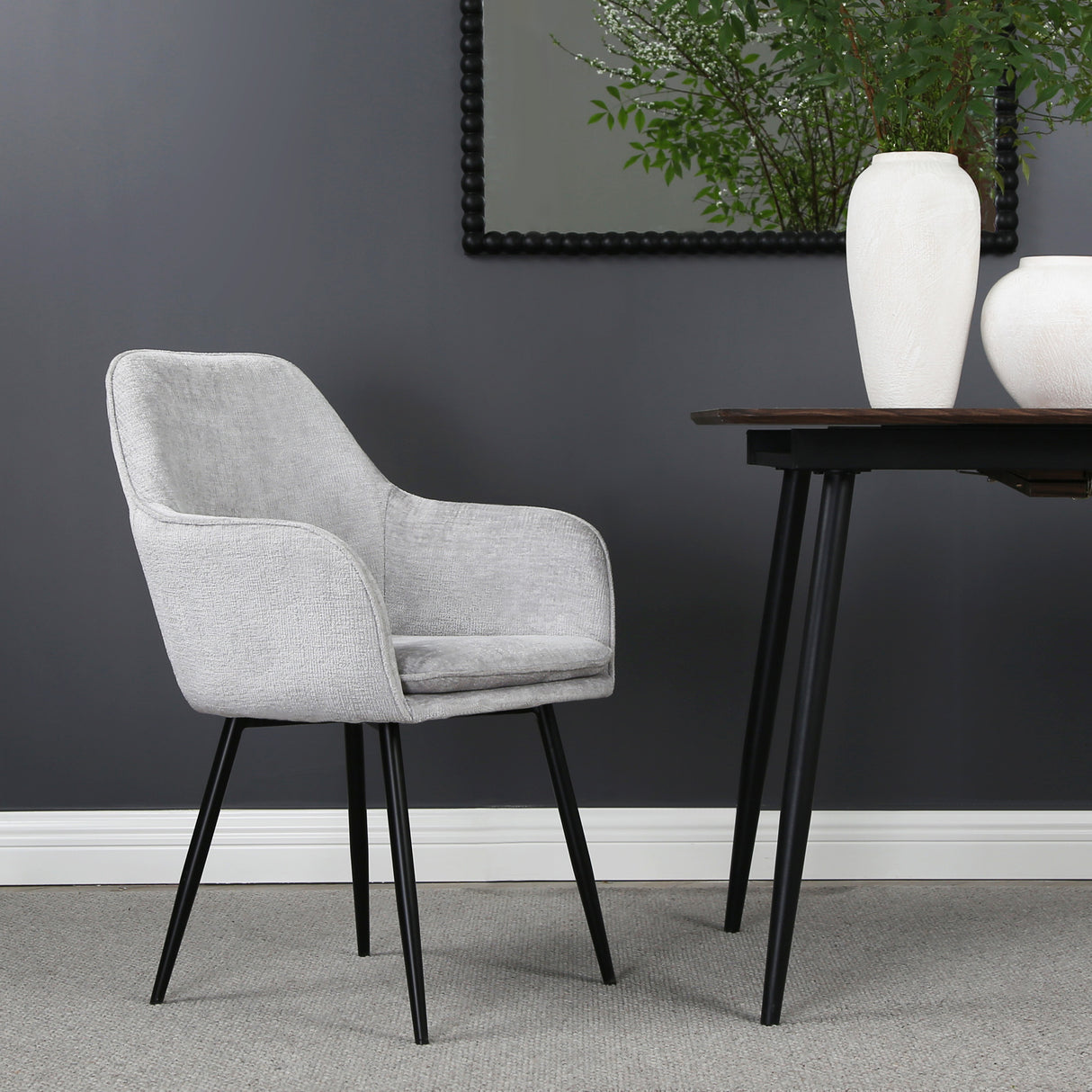 Muse - Pair of Chairs in Woven Yarn Fabric - Set of 2 Dining Chairs