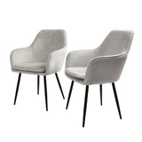 Muse - Pair of Chairs in Woven Yarn Fabric - Set of 2 Dining Chairs
