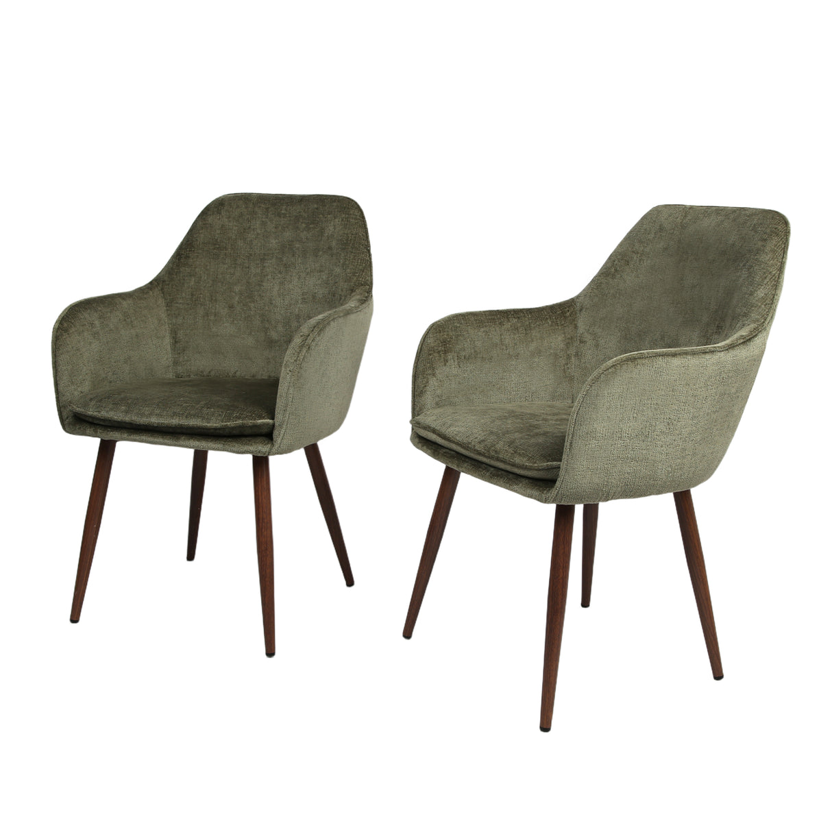 Muse - Pair of Chairs in Woven Yarn Fabric - Set of 2 Dining Chairs