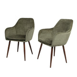 Muse - Pair of Chairs in Woven Yarn Fabric - Set of 2 Dining Chairs