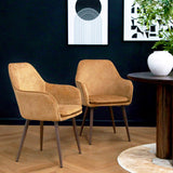 Muse - Pair of Chairs in Woven Yarn Fabric - Set of 2 Dining Chairs