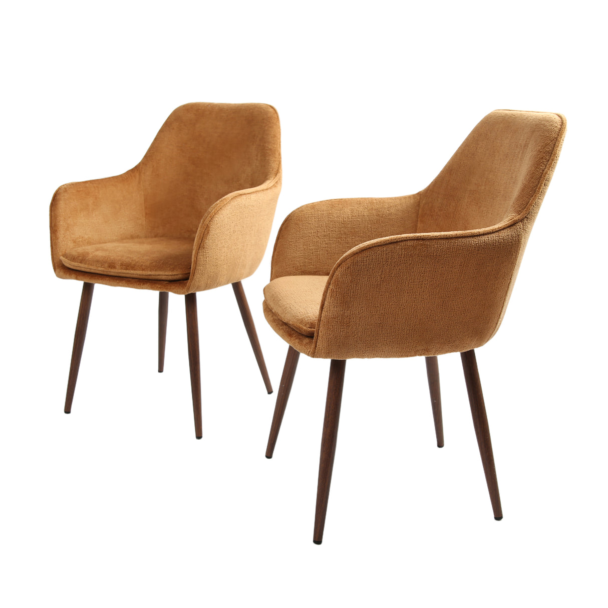 Muse - Pair of Chairs in Woven Yarn Fabric - Set of 2 Dining Chairs