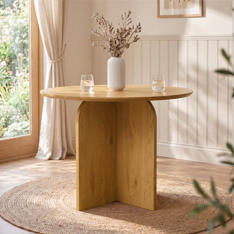 NYX – Modern Round Dining Table – 100cm – Wood or Stone Effect