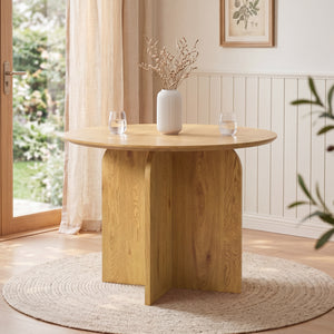 NYX – Modern Round Dining Table – 100cm – Wood or Stone Effect