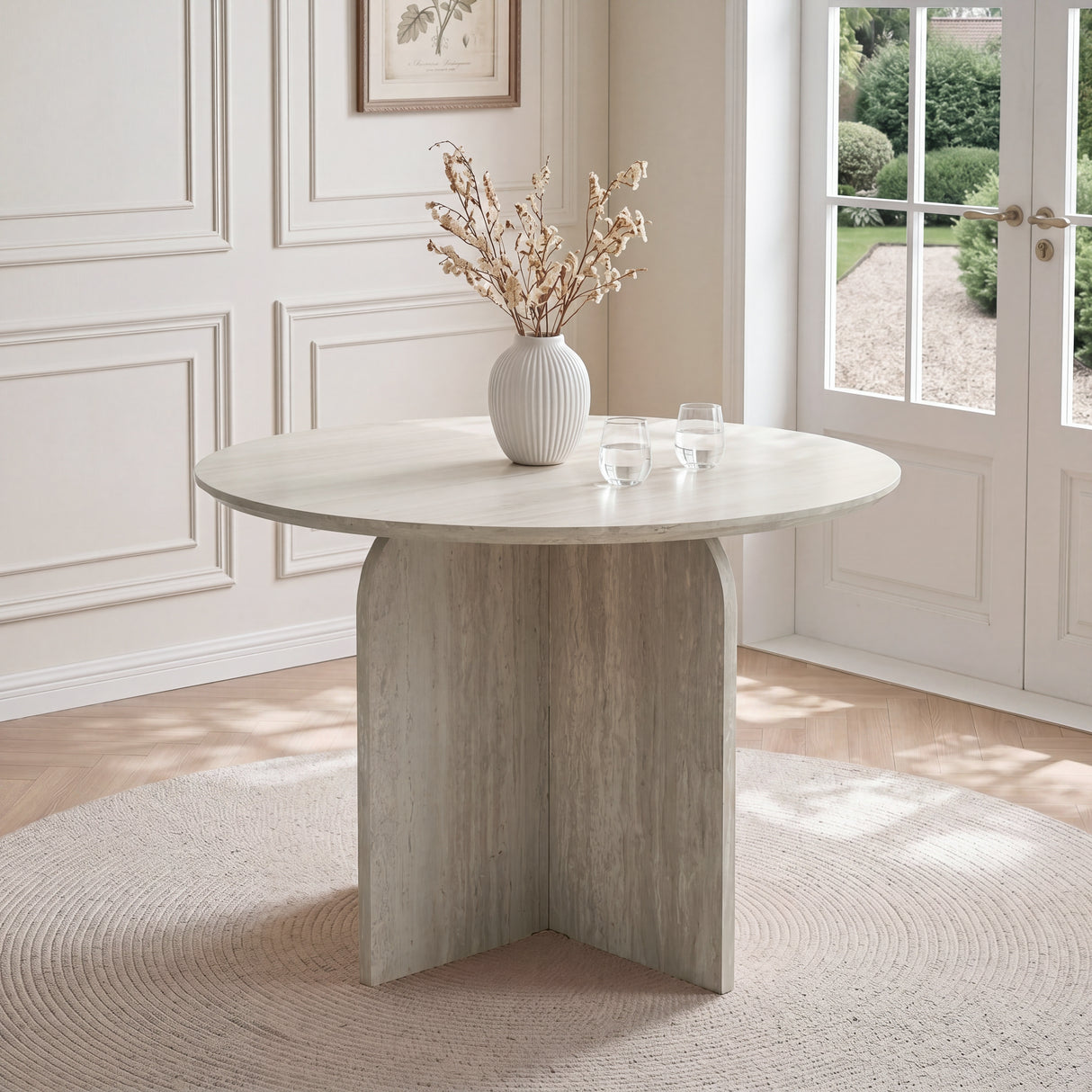 NYX – Modern Round Dining Table – 100cm – Wood or Stone Effect