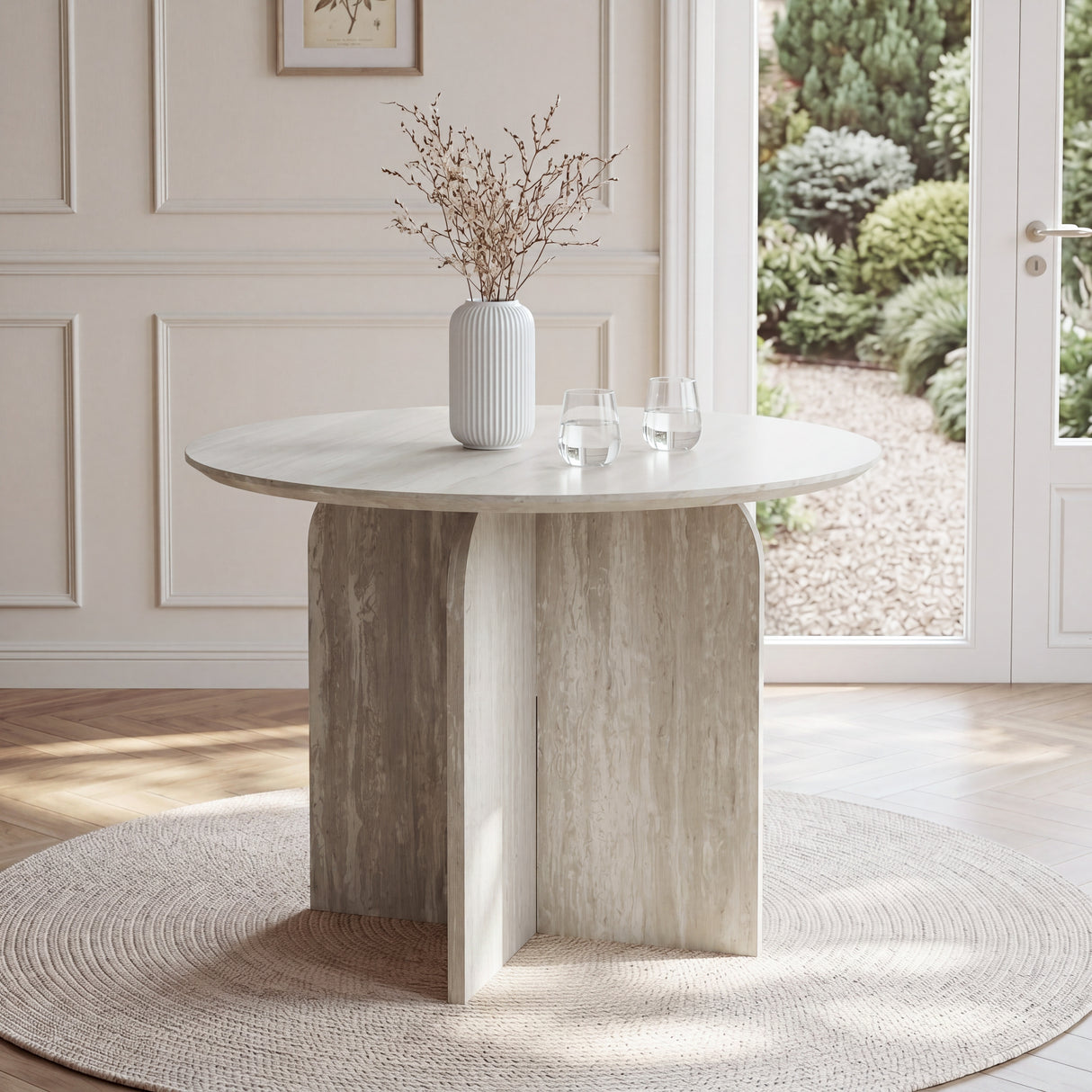 NYX – Modern Round Dining Table – 100cm – Wood or Stone Effect