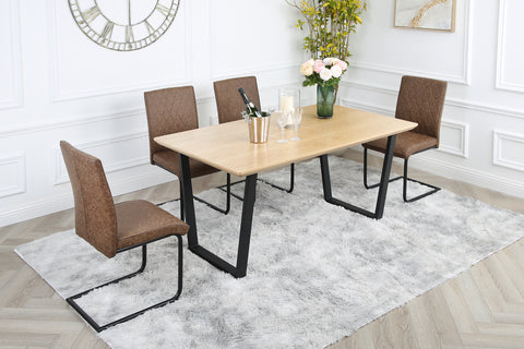 Nestor Dining Set - Oak Table with 4 Industrial Chairs