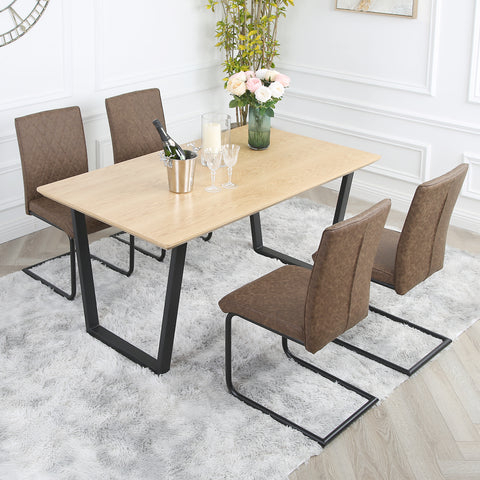 Nestor Dining Set - Oak Table with 4 Industrial Chairs