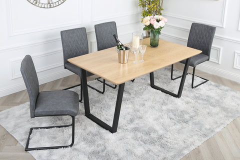 Nestor Dining Set - Oak Table with 4 Industrial Chairs