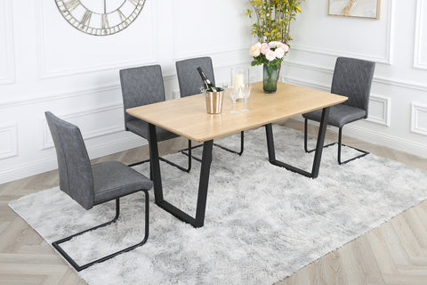 Nestor Dining Set - Oak Table with 4 Industrial Chairs