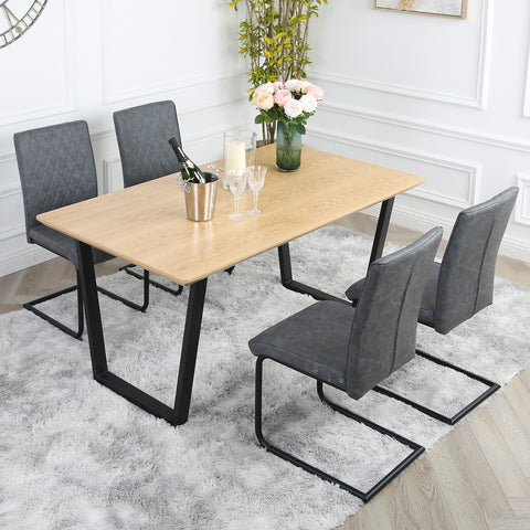 Nestor Dining Set - Oak Table with 4 Industrial Chairs