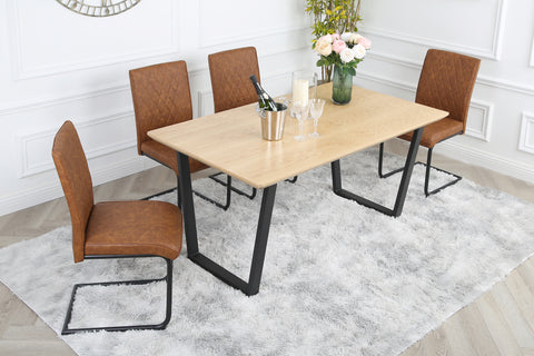 Nestor Dining Set - Oak Table with 4 Industrial Chairs