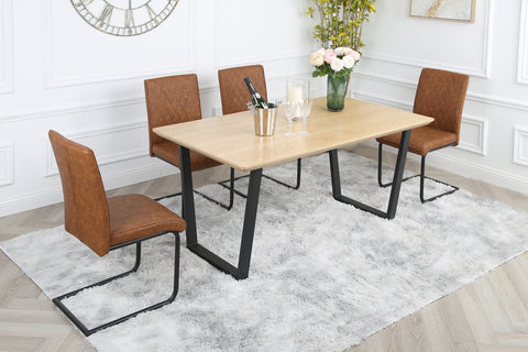 Nestor Dining Set - Oak Table with 4 Industrial Chairs