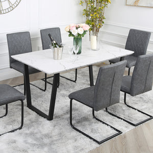 Nestor Dining Set - Marble Table and Industrial Chairs