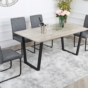 Nestor Dining Set - Wood-Effect Table with 4 Industrial Chairs