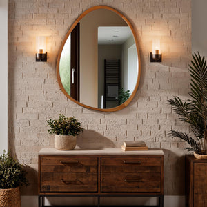 Orta - Pebble Mirror with Wood Frame - 89x71cm