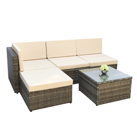 Pelops - Rattan Corner Sofa with Coffee Table - 4 Seater