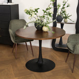 Paris - Walnut Round Dining Table – 4 Seater (100 × 100 cm)